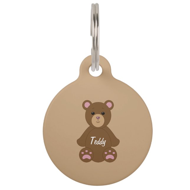 Teddy Bear Personalised Pet ID Tag (Front)
