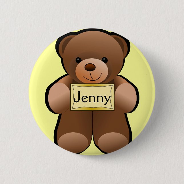 Teddy Bear Personalized Button Pin (Front)