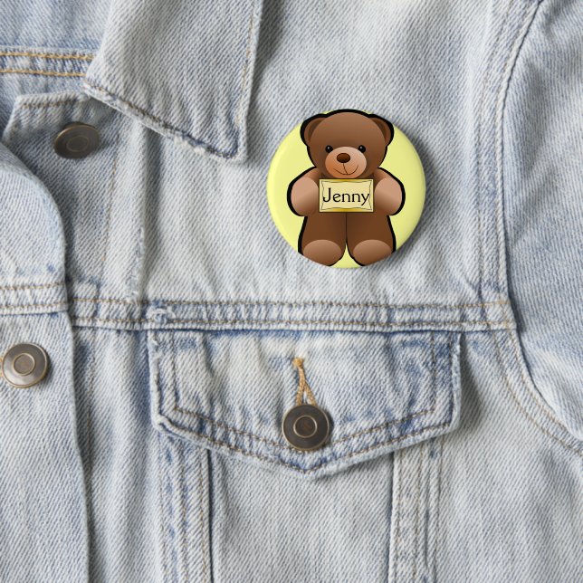 Teddy Bear Personalized Button Pin (In Situ)