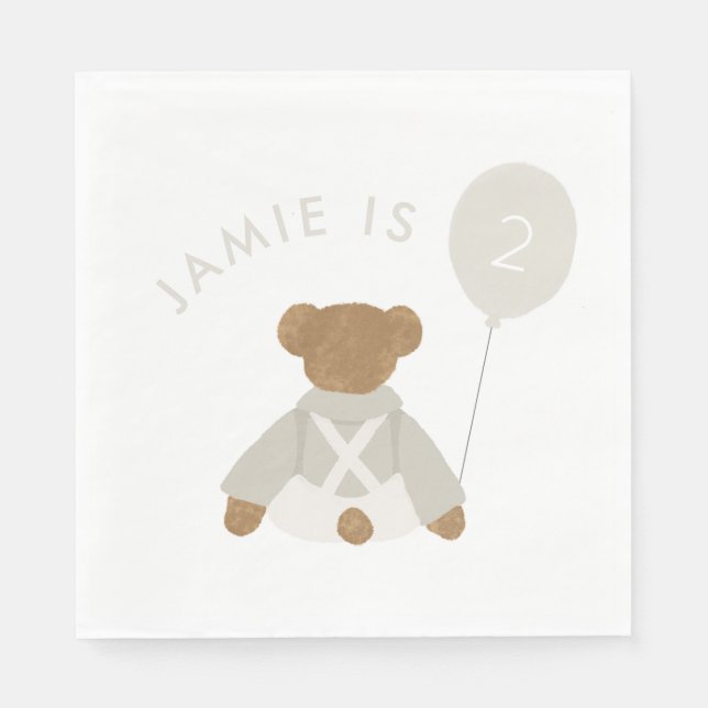 Teddy Bear Picnic Baby Birthday Invite Napkin (Front)