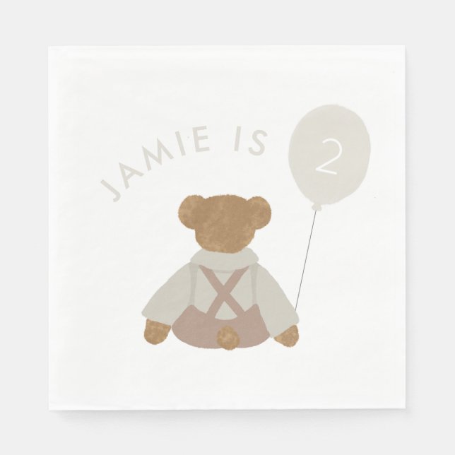 Teddy Bear Picnic Baby Birthday Napkin (Front)