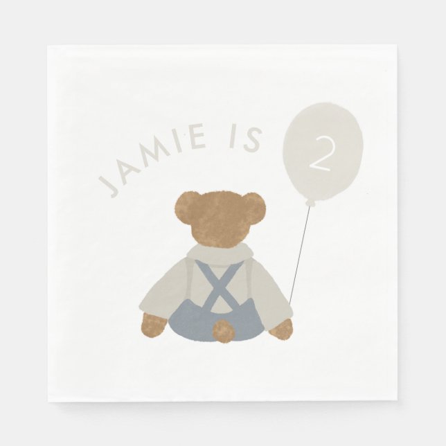 Teddy Bear Picnic Baby Birthday Napkin (Front)