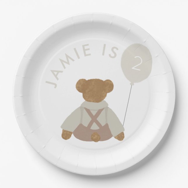 Teddy Bear Picnic Baby Birthday Paper Plate (Front)