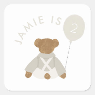 Teddy Bear Picnic Baby Birthday Square Sticker
