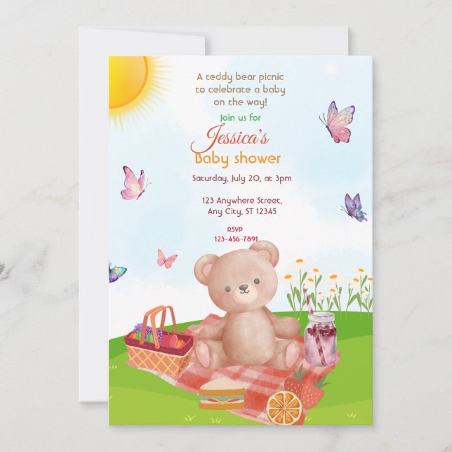 Teddy Bear Picnic Baby Shower Invitation (Front)