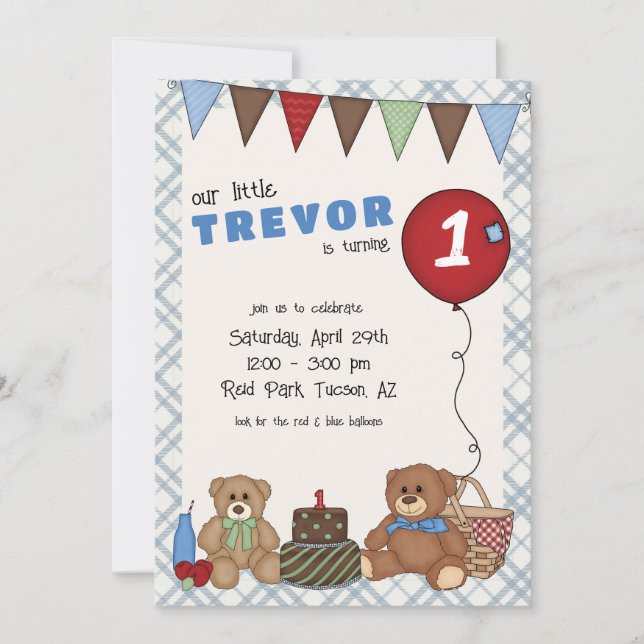Teddy Bear Picnic Birthday Invitation (Front)