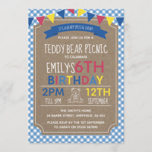 Teddy Bear Picnic birthday party invitation