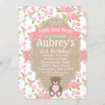 Teddy Bear Picnic Birthday Party Invitation