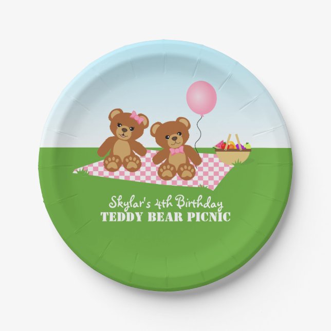 Teddy Bear Picnic Birthday Party Paper Plate (Front)