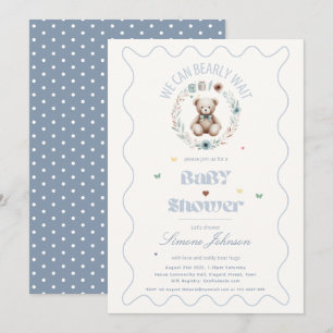 Teddy Bear Picnic Boho Baby Shower Theme Boys Invitation