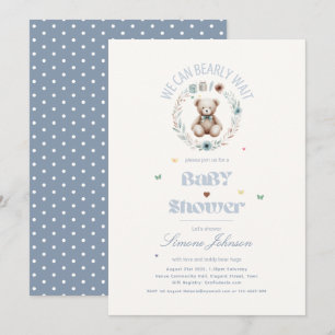 Teddy Bear Picnic Boho Baby Shower Themed Boys Invitation