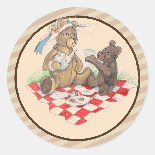 Teddy Bear Picnic Classic Round Sticker (Front)