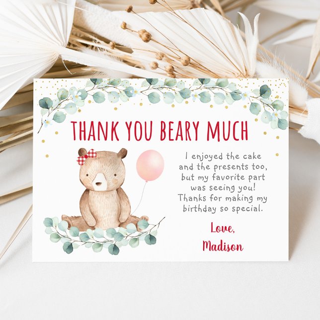 Teddy Bear Picnic Floral Birthday Thank You Invitation (Creator Uploaded)