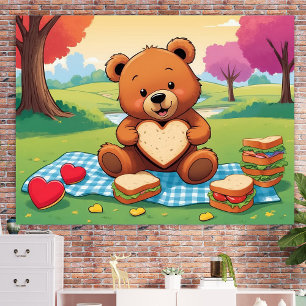 Teddy Bear Picnic Heart Sandwich Wall Art Poster 