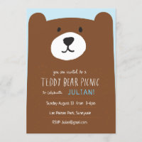 Teddy Bear Picnic Kids Birthday Party Invitation