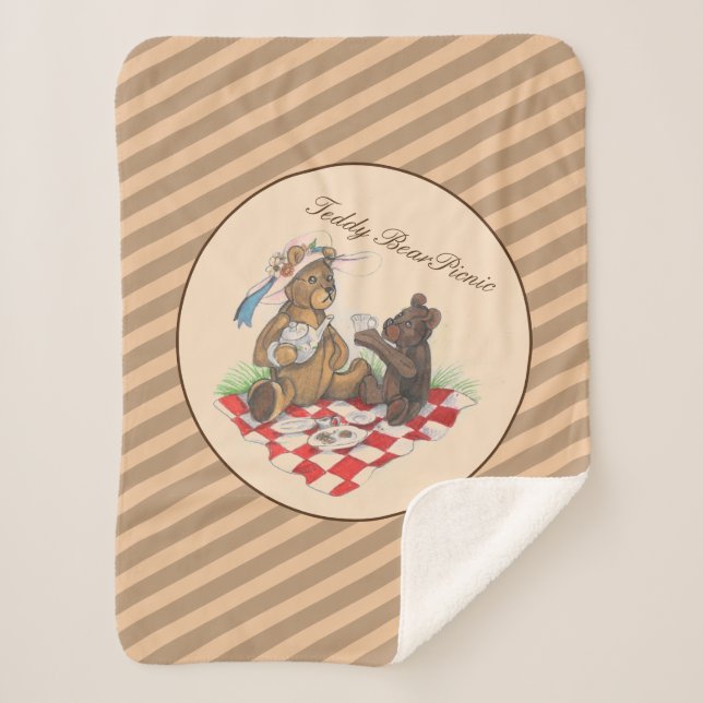 Teddy Bear Picnic Sherpa Blanket (Front)