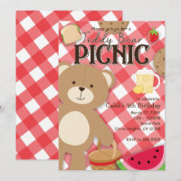 Teddy Bear Picnic Summer Birthday Party Invitation