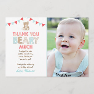 Teddy bear picnic Thank You Card Teddy bear Boy