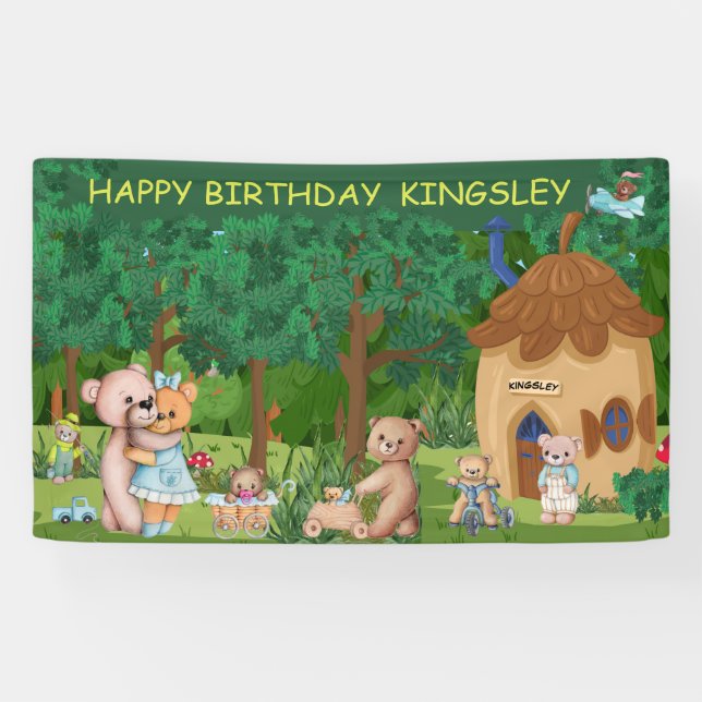 Teddy Bear Picnic Village Personalised  Banner (Horizontal)