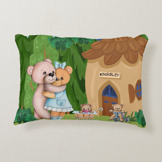 Teddy Bear Picnic Village Personalised Decorative Cushion (Back)