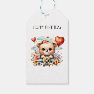 Teddy Bear Pilot Birthday Gift Tags