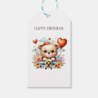 Teddy Bear Pilot Birthday Gift Tags