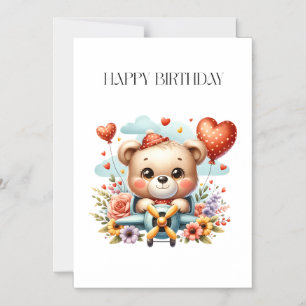 Teddy Bear Pilot Birthday Magnetic Invitation