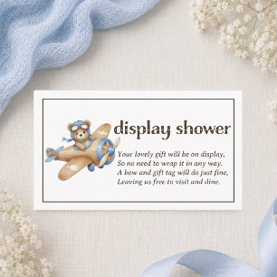 Teddy Bear Pilot Boy Baby Display Shower Enclosure Card