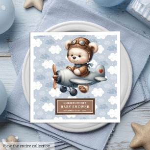 Teddy Bear Pilot Napkins Baby Shower Celebration