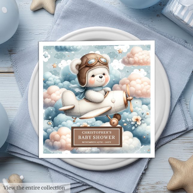 Teddy Bear Pilot Napkins Baby Shower Table Decor (Teddy Bear Pilot Napkins Baby Shower Table Decor)