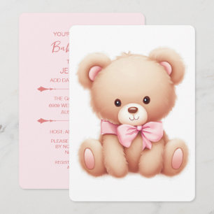 Teddy Bear Pink Baby Shower Invitation