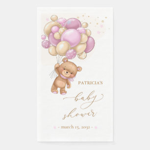 Teddy Bear Pink Balloons Baby Shower Paper Guest T Napkin