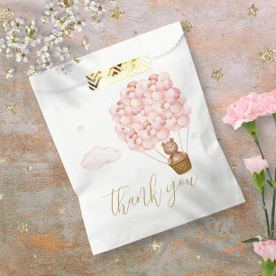 Teddy Bear Pink Balloons Baby Shower Thank You Favour Bags