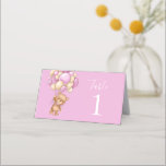 Teddy Bear Pink Balloons  Place Card<br><div class="desc">Teddy Bear Pink Balloons 
A sweet baby pink teddy personalised plates for a little girl.   Click the "Customise it!" button to change the text size,  text colour,  font style and more!</div>