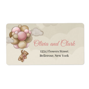 Teddy bear pink brown ivory beige balloons