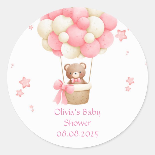 TEDDY BEAR PINK  CLASSIC ROUND STICKER (Front)