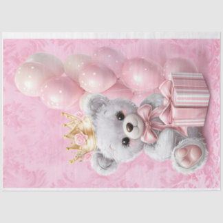 Teddy Bear Pink Colors Tissue Paper