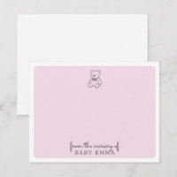 Teddy bear, pink from the nursery of card