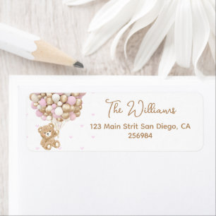 Teddy Bear Pink Heart & Balloon Baby Shower