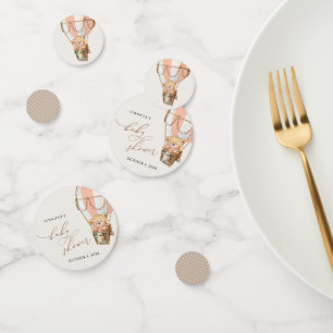 Teddy Bear, Pink Hot Air Balloon, Baby Shower Confetti