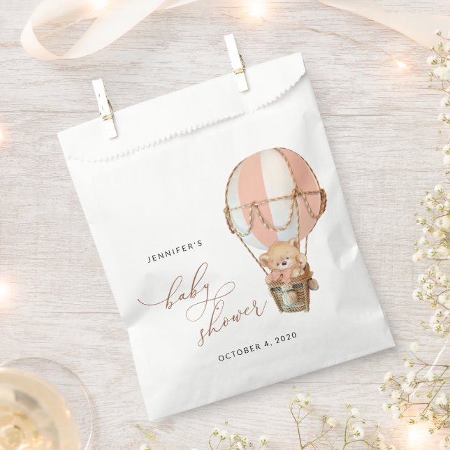 Teddy Bear, Pink Hot Air Balloon, Baby Shower Favour Bags