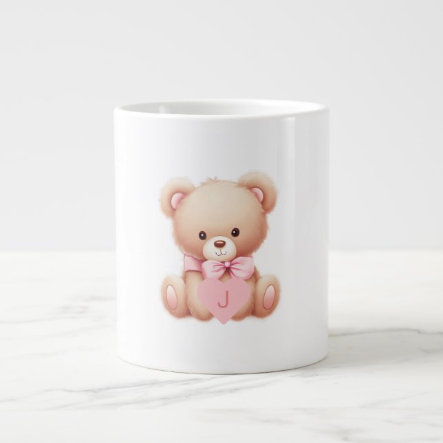 Teddy Bear Pink Monogram Speciality Mug (Front)