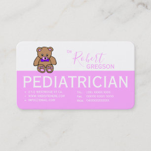 Teddy Bear Pink Paediatrician Appointment Card