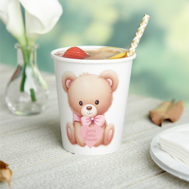 Teddy Bear Pink Paper Cups (Insitu)