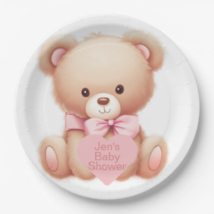 Teddy Bear Pink Paper Plate