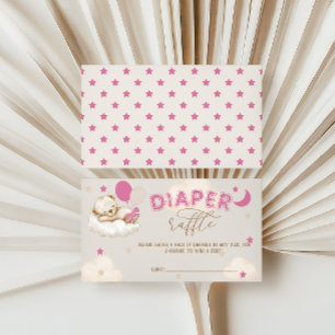 Teddy Bear Pink Preppy Baby Shower Diaper Raffle Enclosure Card