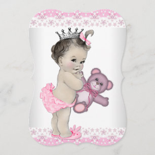 Teddy Bear Pink Princess Baby Shower Invitation