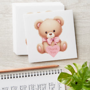 Teddy Bear Pink Thank You Envelope