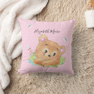 Teddy Bear Pink Theme Baby Girl Shower Gift  Cushion