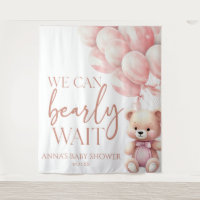 Teddy Bear Pink We Can Bearly Wait Baby Shower